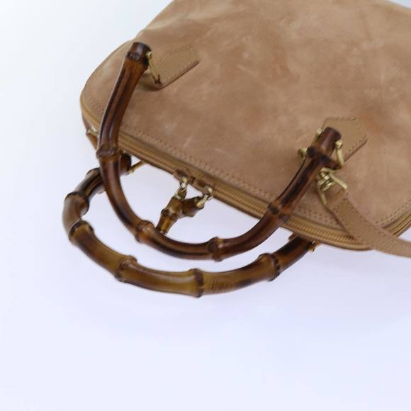 GUCCI Bamboo Hand Bag Suede 2way Brown Auth 71164 - Picture 6 of 16